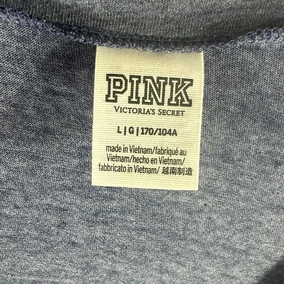PINK Victoria's Secret Denim Blue Tee and Gray Leggings set - Picture 2 of 4